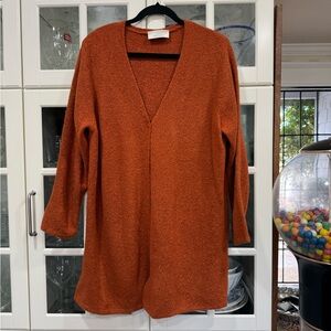 Ann Harvey Cozy Open-Front Women's Sweater Long Boucle Cardigan - Terracotta